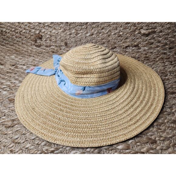 Orageous Womens Grommet Straw Woven Sun Hat Beach Boho One Size - Picture 2 of 6
